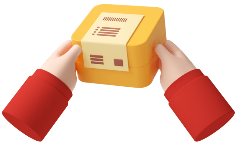 元素C4D立体红色卡通手拿快递