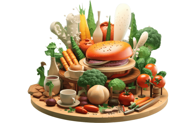 3D风格汉堡美食蔬菜健康展示宣传3D元素