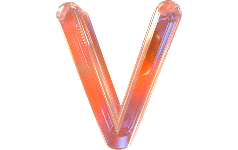 元素3D质感字母V