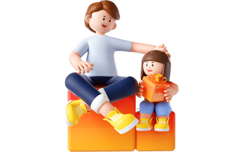 简约风父亲节父亲女儿3D元素