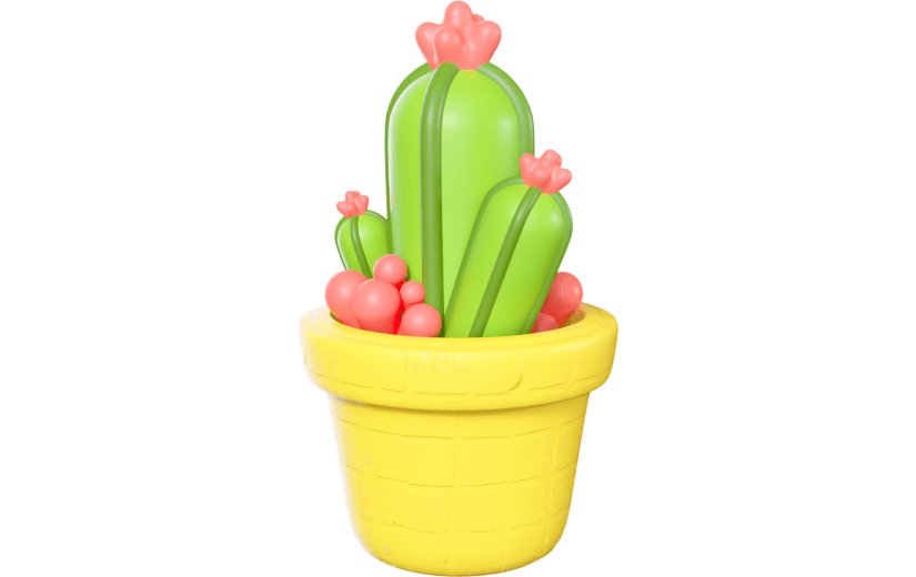 3D元素卡通盆栽植物仙人掌