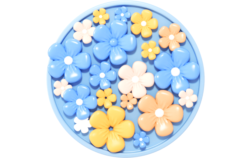 元素3D 花 小碎花 花朵 蓝色 黄色