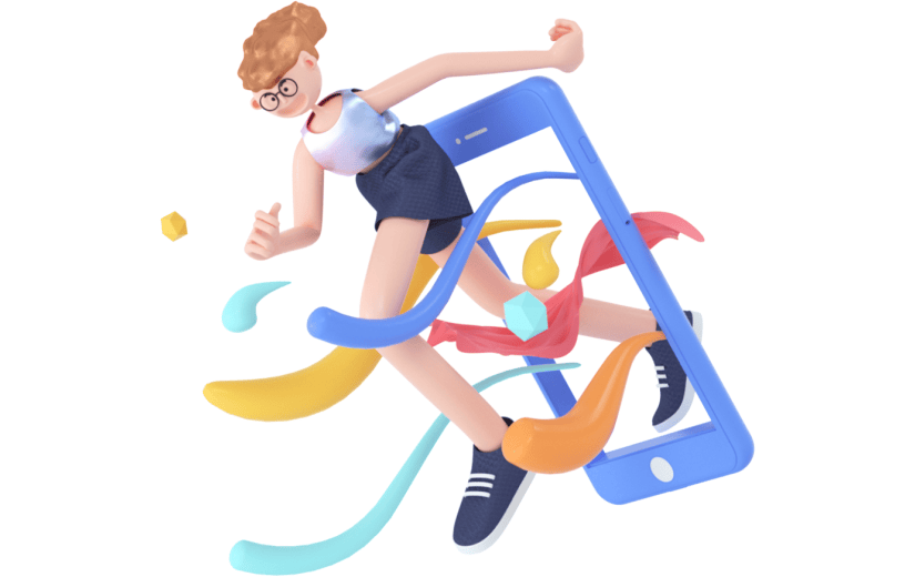 创意3d立体创意动态飞翔人物元素