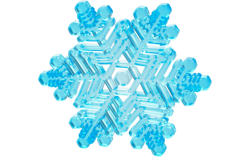 元素3D蓝绿色渐变雪花冰晶