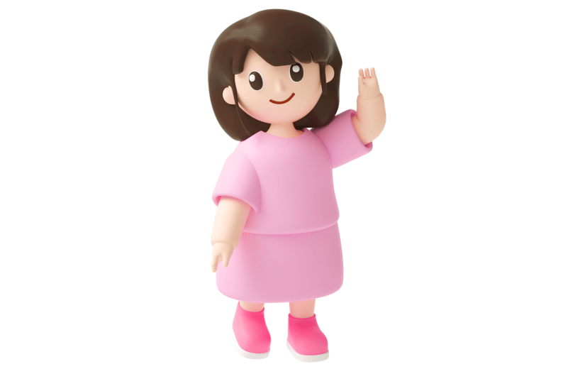元素C4D立体粉色卡通女孩