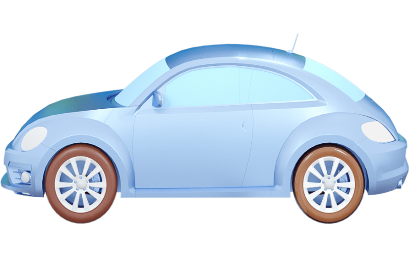 C4D蓝色小汽车3D元素
