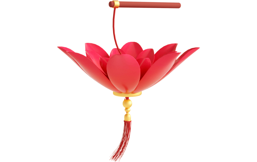 元素C4D立体红色唯美花灯