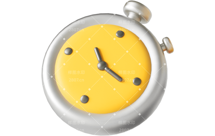 元素C4D立体黄色卡通计时器学习文具