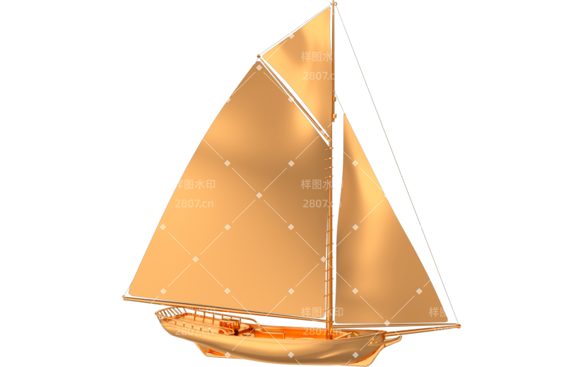 元素3D电商装饰物金色帆船