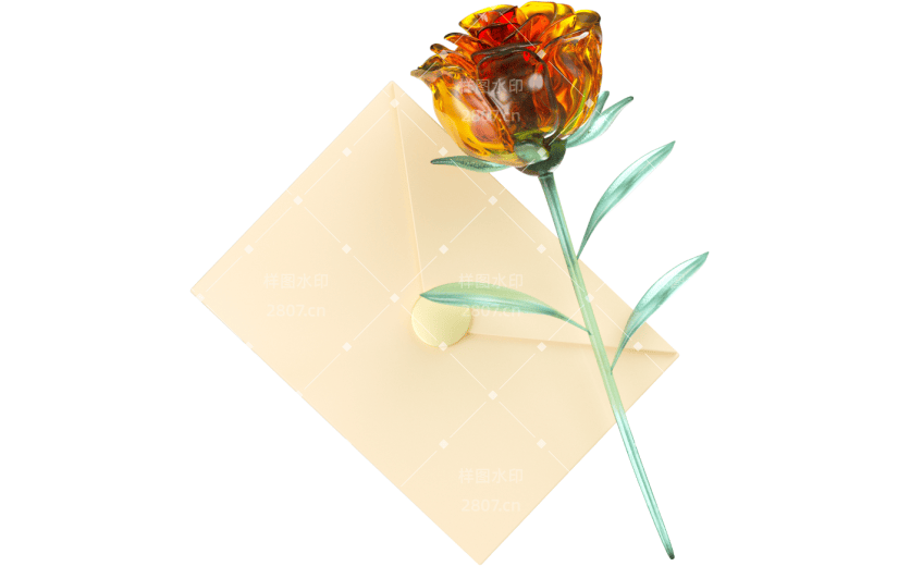 元素3D玫瑰花邀请函