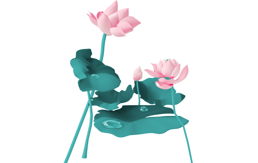 元素C4D立体绿色唯美荷花