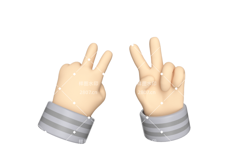 卡通比胜利手势动作c4d元素