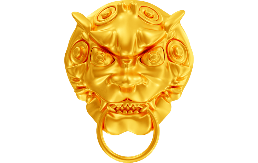 元素3D卡通年会金色铺首