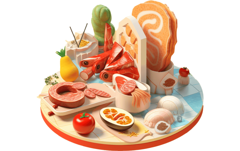 3D风格新鲜海鲜超级拼盘宣传3D元素