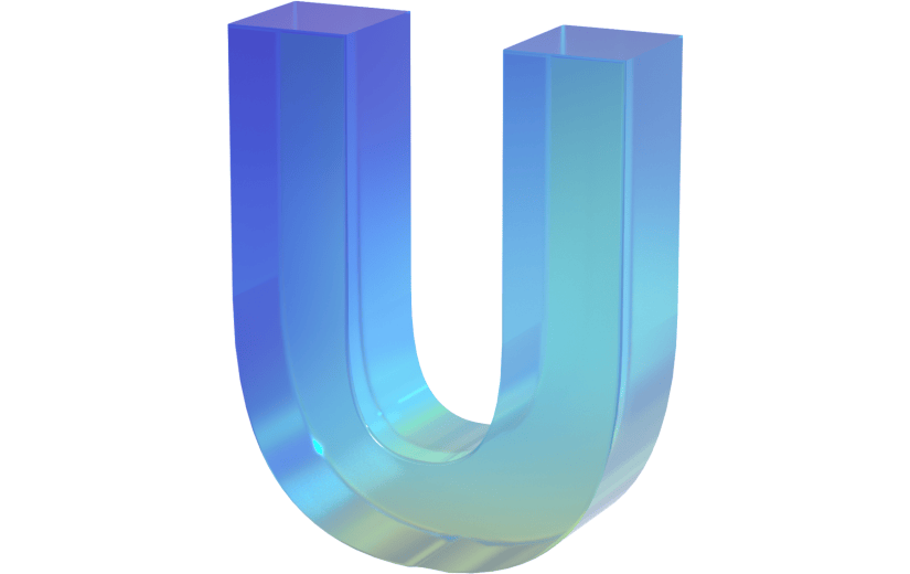 3d蓝色透明玻璃质感字母