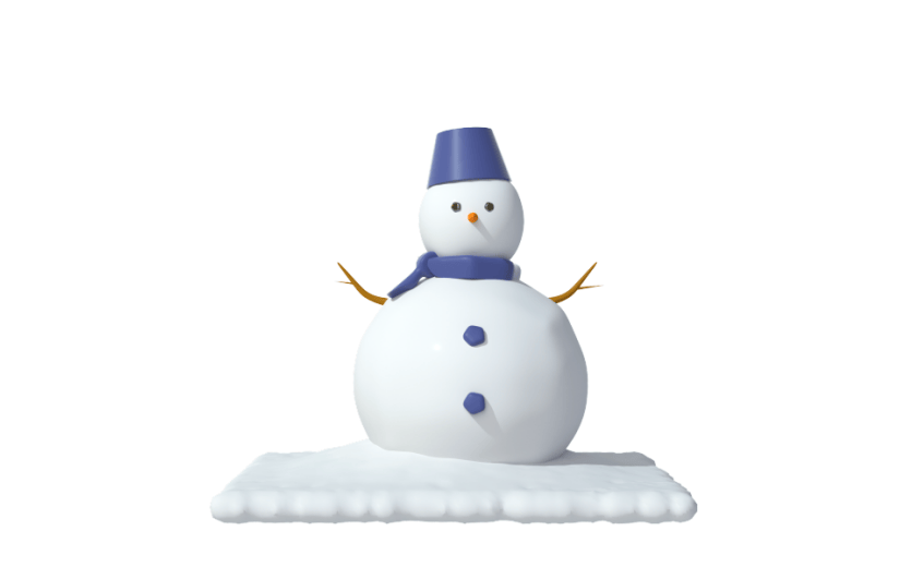 3D卡通图标C4D模型下雪堆雪人冬天元素