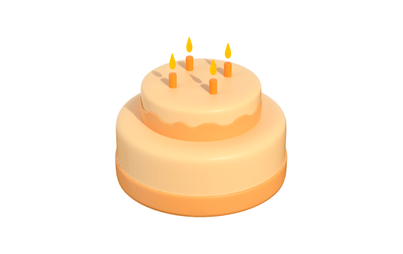 3D卡通emoji表情黄色图标生日蛋糕