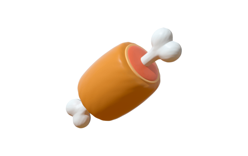 3D卡通emoji表情黄色图标香鸡腿骨头