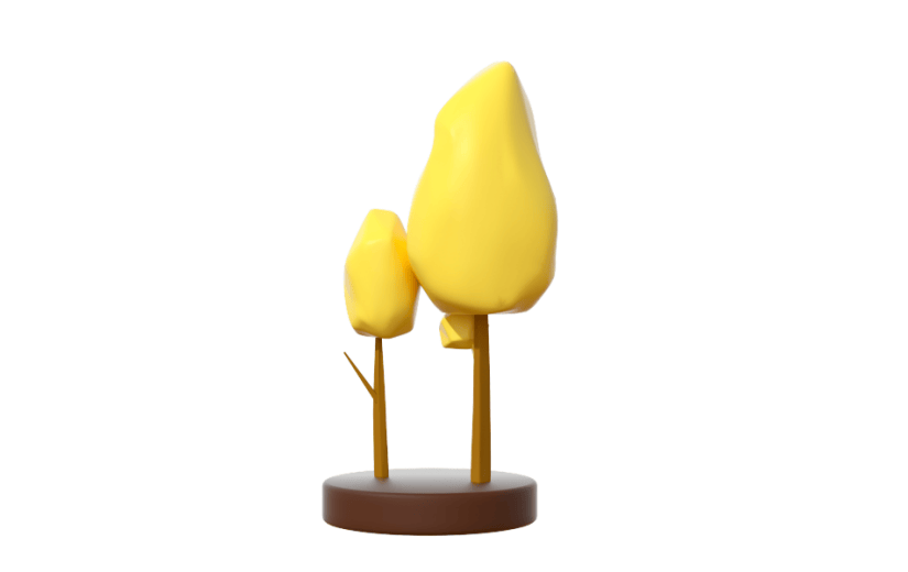 3D卡通图标C4D模型树木小树大树黄叶