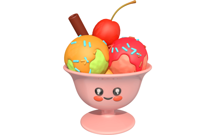 元素卡通3D夏季冰淇淋