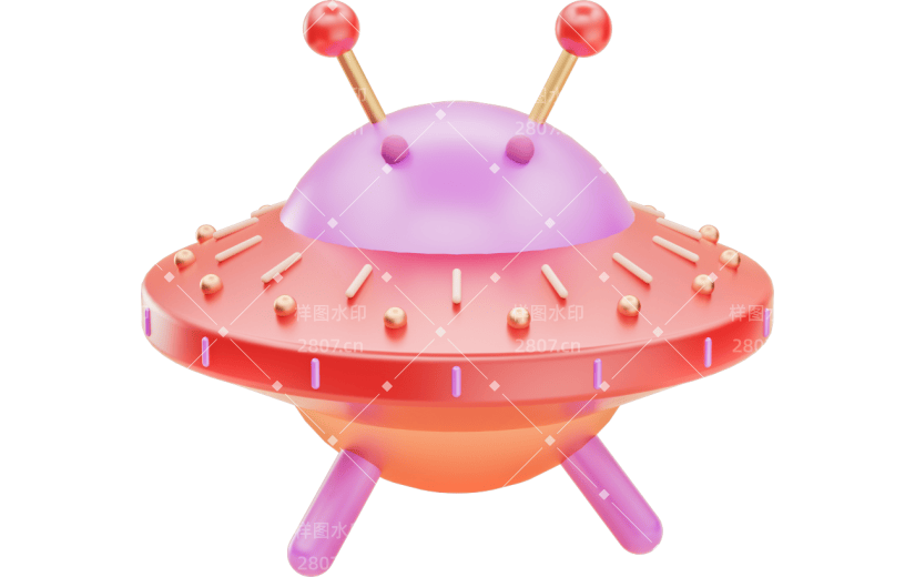元素 C4D3D跨年质感元素宇宙飞船