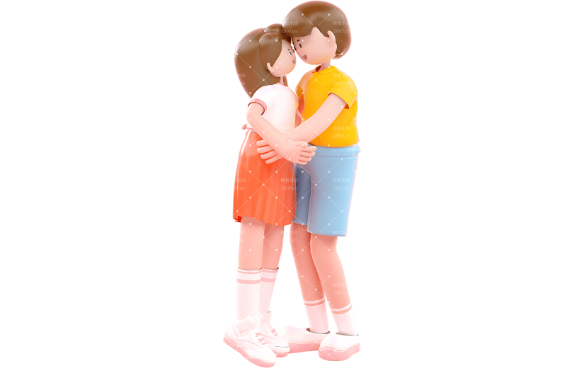 粉色简约风亲吻情人节3D元素