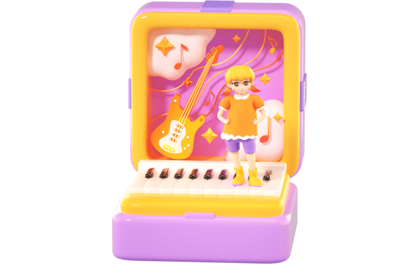 3D立体卡通创意手办盲盒音乐小女孩戒指盒潮玩元素