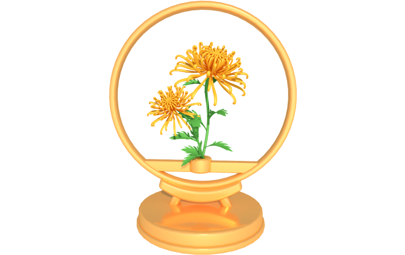 元素卡通3D菊花花束摆件