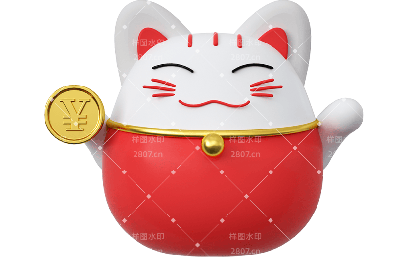 元素C4D创意卡通招财猫摆件