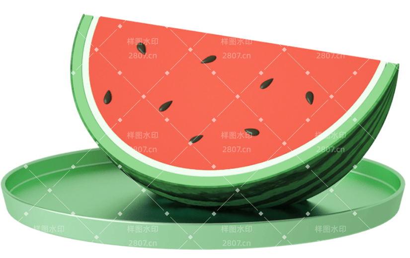 元素C4D立体红色卡通西瓜
