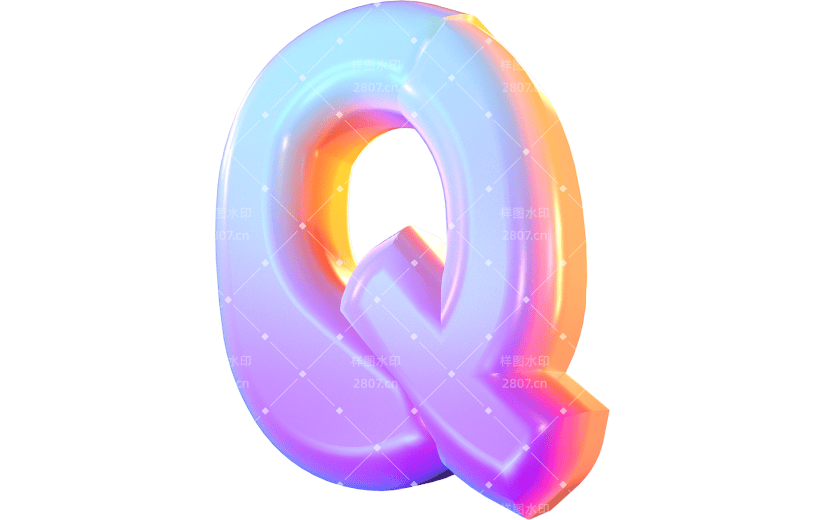 渐变风字母Q立体3D元素