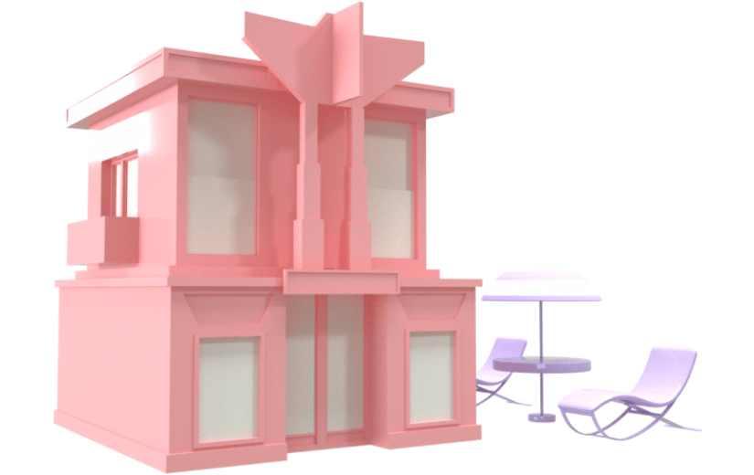 c4d清新粉色建筑3d元素