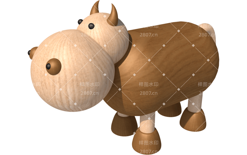元素卡通3D木头玩具