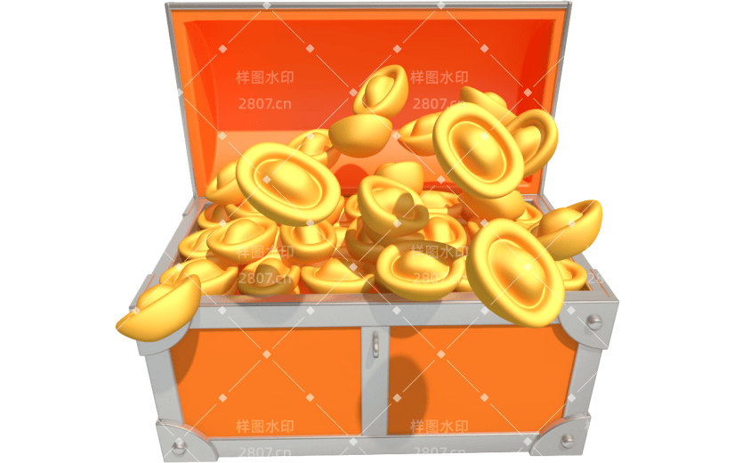 元素卡通3D元宝百宝箱