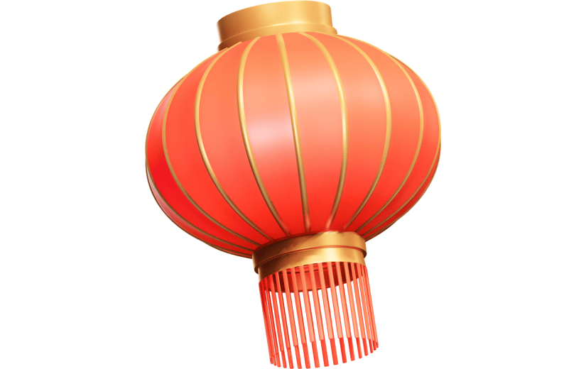 红金新年元素灯笼3D素材