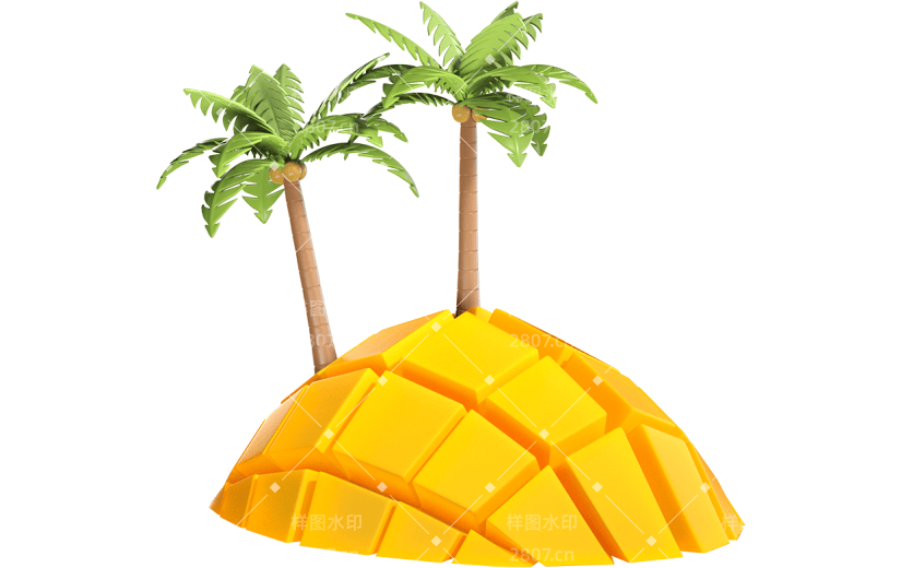 元素3D微型芒果山椰树夏天