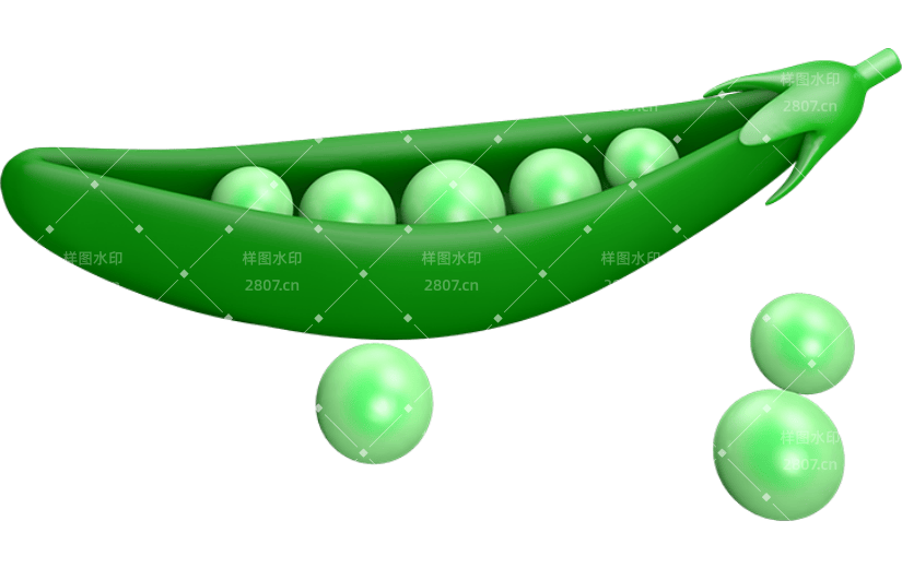 元素简约3D立体绿色蔬菜豌豆豆角