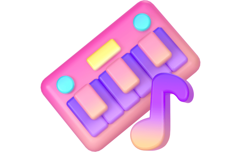 3d创意炫彩音乐元素电子琴