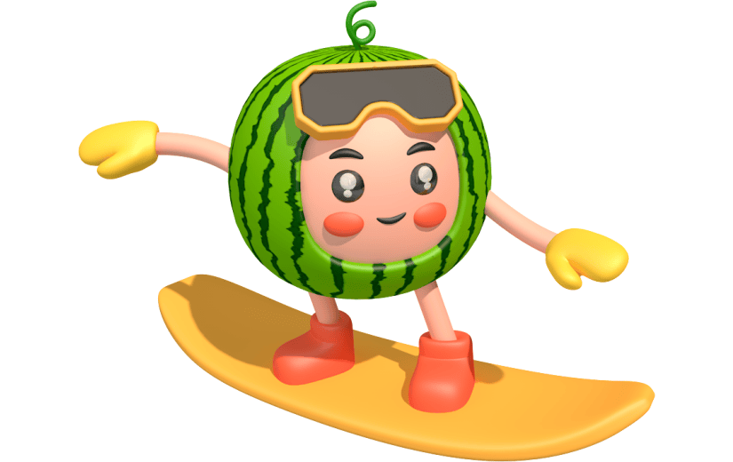 元素卡通3D拟态西瓜人物