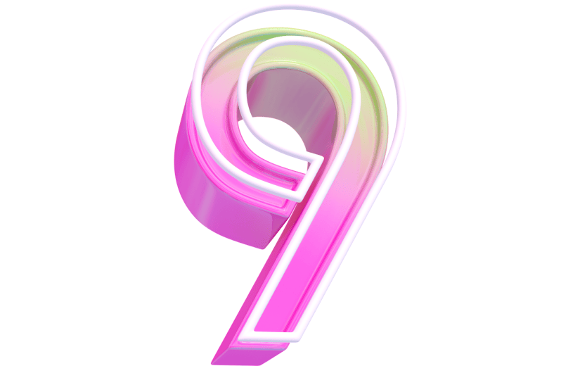元素卡通3D倒计时数字9
