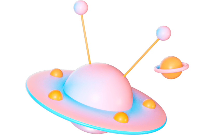 3D元素卡通科技宇宙飞船UFO