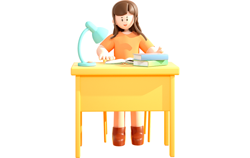 简约风开学季文具促销3D元素