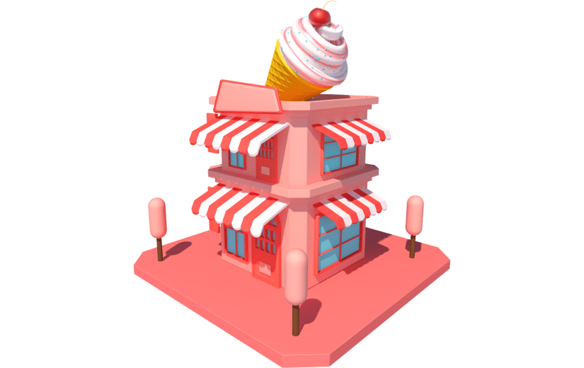 元素卡通3D饮品店