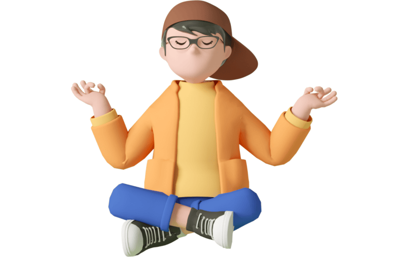 元素C4D立体黄色卡通冥想小男孩