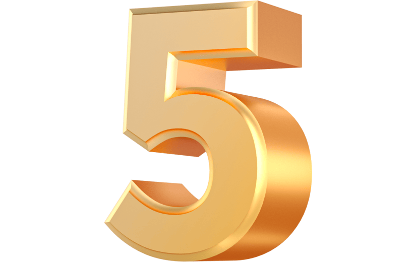 元素3D立体金色倒计时数字5
