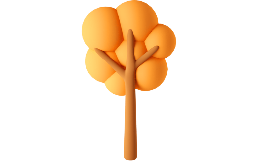 元素C4D立体橙色卡通树木