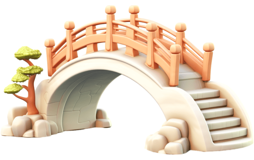 元素3D立体卡通古风桥梁