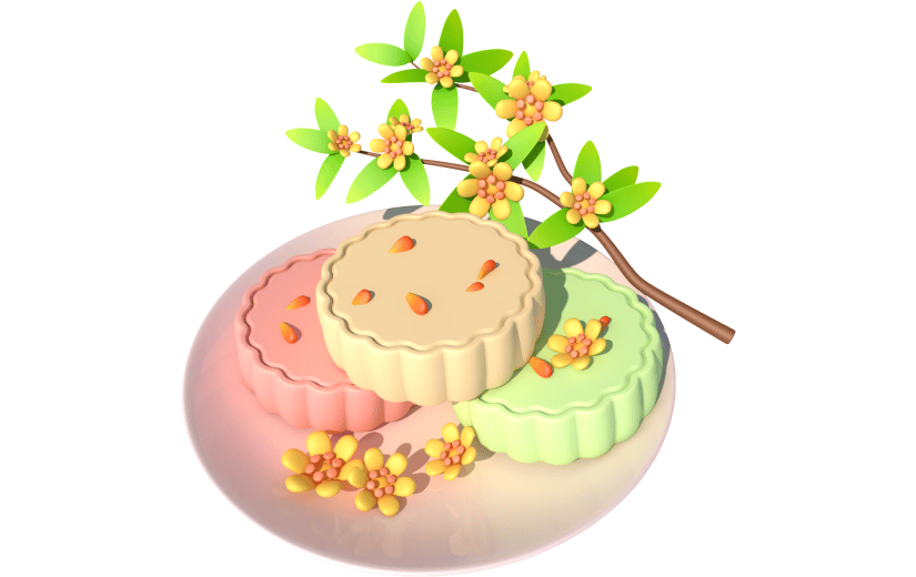 元素卡通3D桂花糕