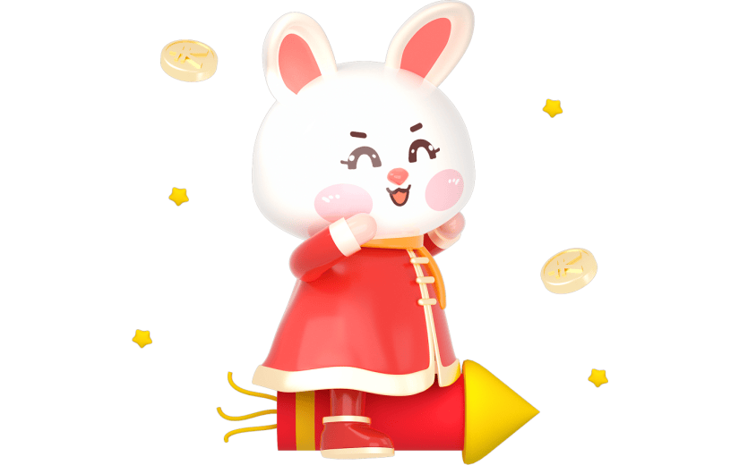 C4D兔年小兔子坐烟花3D元素