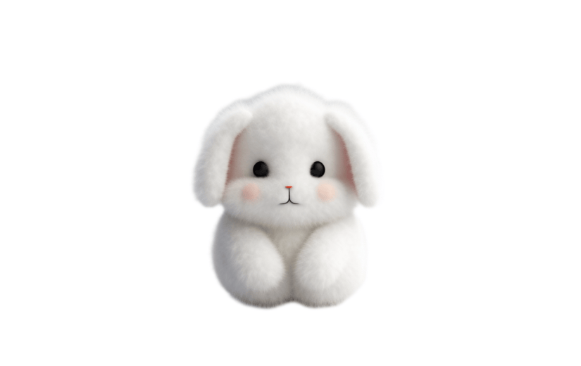 3D风格毛绒玩具小兔宣传3D元素